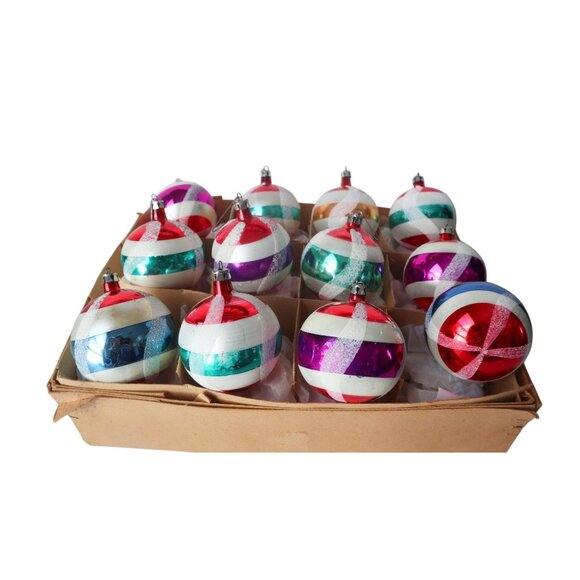 12 Vintage Mercury Glass Christmas Ornaments Hand Painted Mica Poland 1930's - Picture 2 of 5